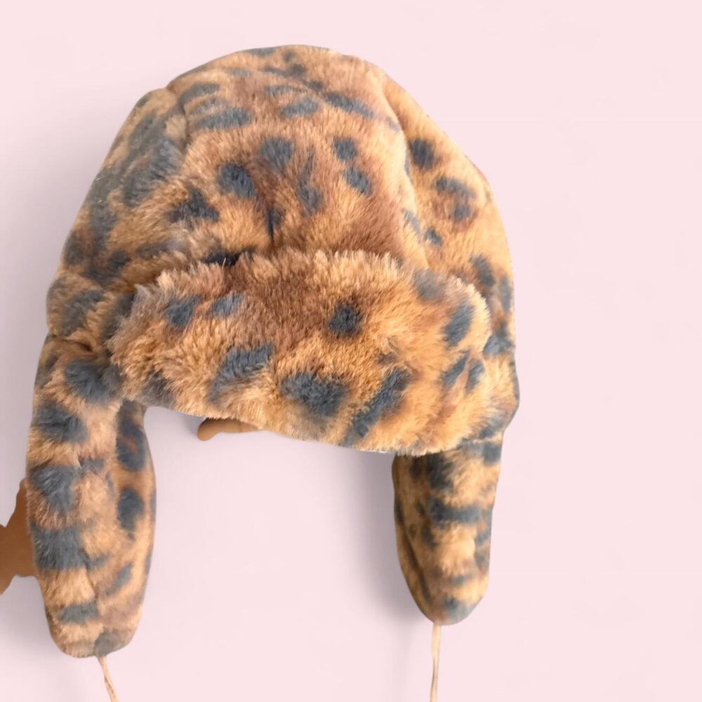 Aerie leopard print faux fur trapper hat ear-flap hat mob wife y2k jersey fall